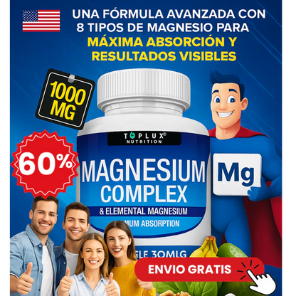 MAGNESIUM COMPLEX™- 8 EN 1 / 90 capsulas -Últimas 7 Unidades 🔥